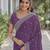 Lavender soft georgette embroidery work designer party wear saree with unstitched blouse piece