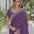 Lavender soft georgette embroidery work designer party wear saree with unstitched blouse piece