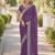 Lavender soft georgette embroidery work designer party wear saree with unstitched blouse piece