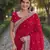 Rani pink soft georgette embroidery work designer party wear saree with unstitched blouse piece
