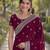 Wine soft georgette embroidery work designer party wear saree with unstitched blouse piece