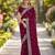 Wine soft georgette embroidery work designer party wear saree with unstitched blouse piece