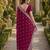 Wine soft georgette embroidery work designer party wear saree with unstitched blouse piece