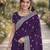 Purple soft georgette embroidery work designer party wear saree with unstitched blouse piece