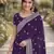 Purple georgette embroidery saree with unstitched blouse piece
