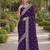 Purple soft georgette embroidery work designer party wear saree with unstitched blouse piece