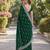 Green soft georgette embroidery work designer party wear saree with unstitched blouse piece
