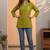 Green silk cotton thread short kurti
