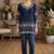 Navy blue rayon cotton geometric printed short kurti