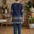 Navy blue rayon cotton geometric printed short kurti