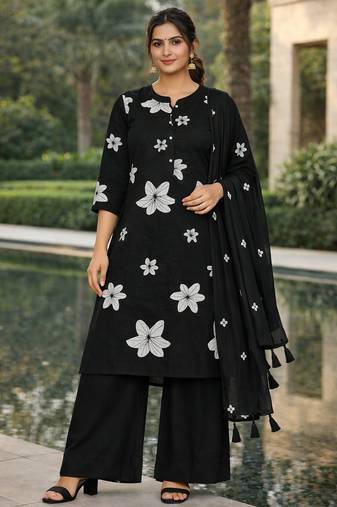 Black cotton thread  readymade suits