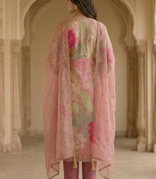 Pink satin zari readymade suits