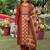 Rust silk cotton embroided readymade suits