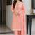 Peach pink cotton block print readymade suits