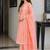 Peach pink cotton block print readymade suits
