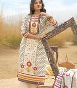 Off white cotton block print readymade suits
