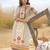 Off white cotton block print readymade suits
