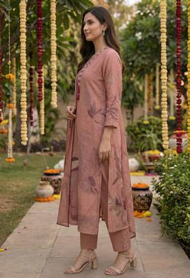 Peach cotton printed readymade suits 2