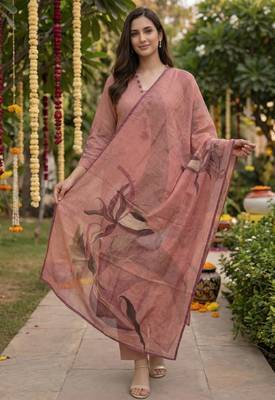 Peach cotton printed readymade suits 4