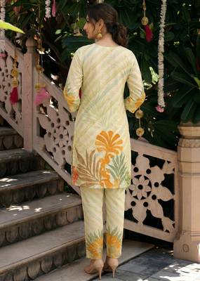 Liight yellow cotton printed co ord set 3