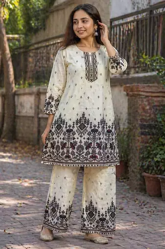 Off white malmal cotton printed co ord set