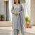 Light grey khadi cotton block print readymade suits