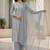 Light grey khadi cotton block print readymade suits