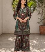 Multicolour rayon cotton paisley printed co ord set
