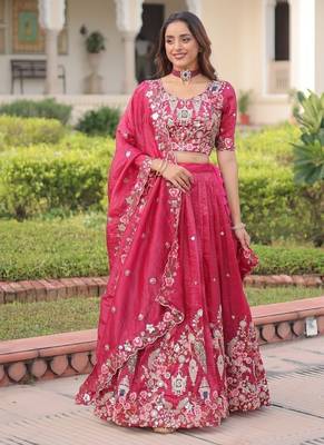 pink gold crush lehenga choli with zari sequins work 1