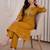 Mustard dhabu cotton a-line kurta set with applique handwork