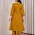 Mustard dhabu cotton a-line kurta set with applique handwork