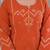Rust orange cotton panel printed kurta set with mirror handwork and dupatta