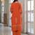 Rust orange cotton panel printed kurta set with mirror handwork and dupatta