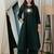 Bottle green dabu cotton a-line kurta set with handcrafted mirror work embroidery