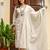 Off white cotton kurta set with green embroidery and dupatta – ethnic wear