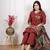 Maroon cotton kurta set with patch handwork and printed dupatta – ethnic wear