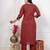 Maroon cotton kurta set with patch handwork and printed dupatta – ethnic wear