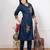 Navy blue cotton kurta set with patch handwork and printed dupatta – ethnic wear