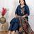 Navy blue cotton kurta set with patch handwork and printed dupatta – ethnic wear