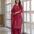 Wine red cotton panel printed kurta set with mirror handwork and dupatta