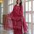 Wine red cotton panel printed kurta set with mirror handwork and dupatta