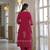 Wine red cotton panel printed kurta set with mirror handwork and dupatta