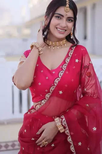 pink dola silk lehenga choli with meena weaving lace