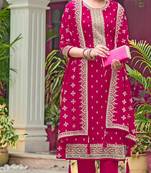 Magenta embroidered georgette pakistani salwar suit