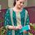 Teal embroidered georgette semi-stitched pakistani salwar suit