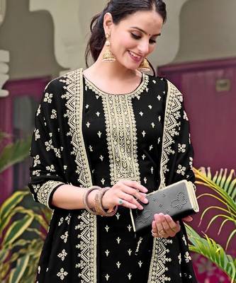 black georgette salwar suit with embroidery zari work 2
