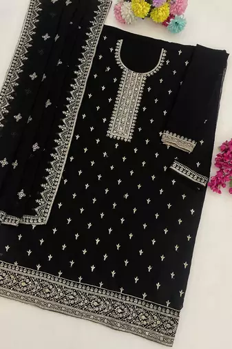 black georgette salwar suit with embroidery zari work