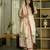 Women's cream viscose silk sequin & stone embroidered kurta pant set with printed silk dupatta