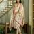 Women's cream viscose silk sequin & stone embroidered kurta pant set with printed silk dupatta