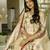 Women's cream viscose silk sequin & stone embroidered kurta pant set with printed silk dupatta